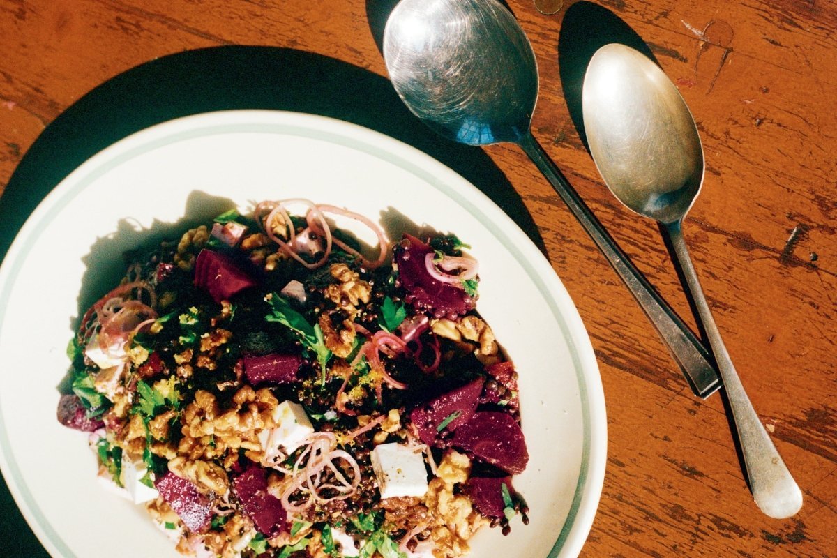 Beet, Black Lentil, Feta & Walnut Salad - Rancho Gordo
