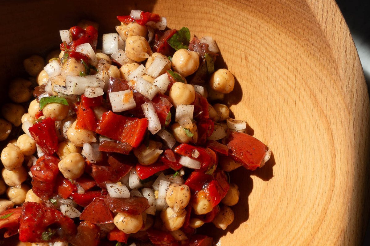 Garbanzo and Tomato Salad with Sumac-Marinated Onions - Rancho Gordo