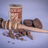 Wooden Molinillo with stoneground chocolate