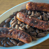Cooked Borlotti Stregoni beans with sausages