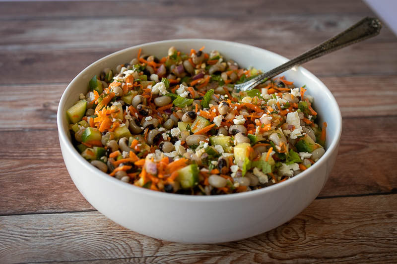 Rancho Gordo cooked Black Eyed Pea with vegetables 