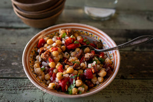 Garbanzo Salad with Roasted Peppers and Spanish Chorizo
