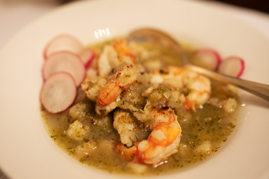 Green Chile Pozole with Shrimp