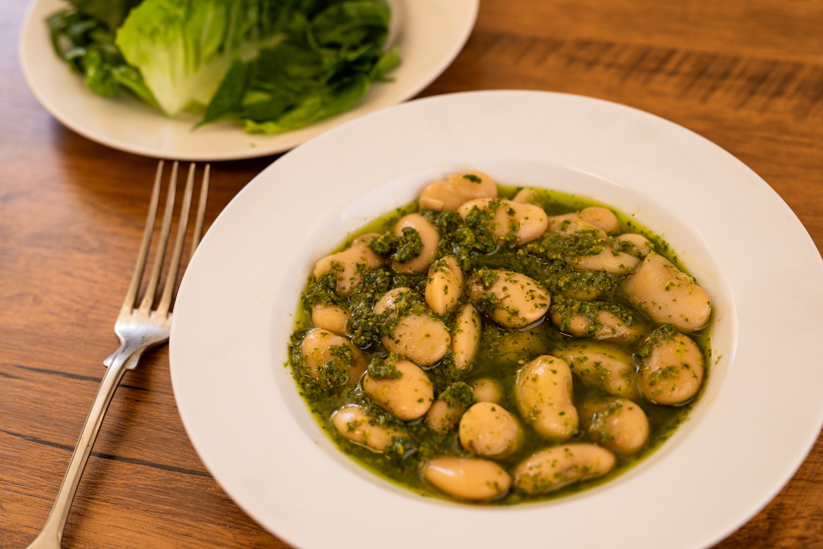 Royal Corona Beans with Pesto