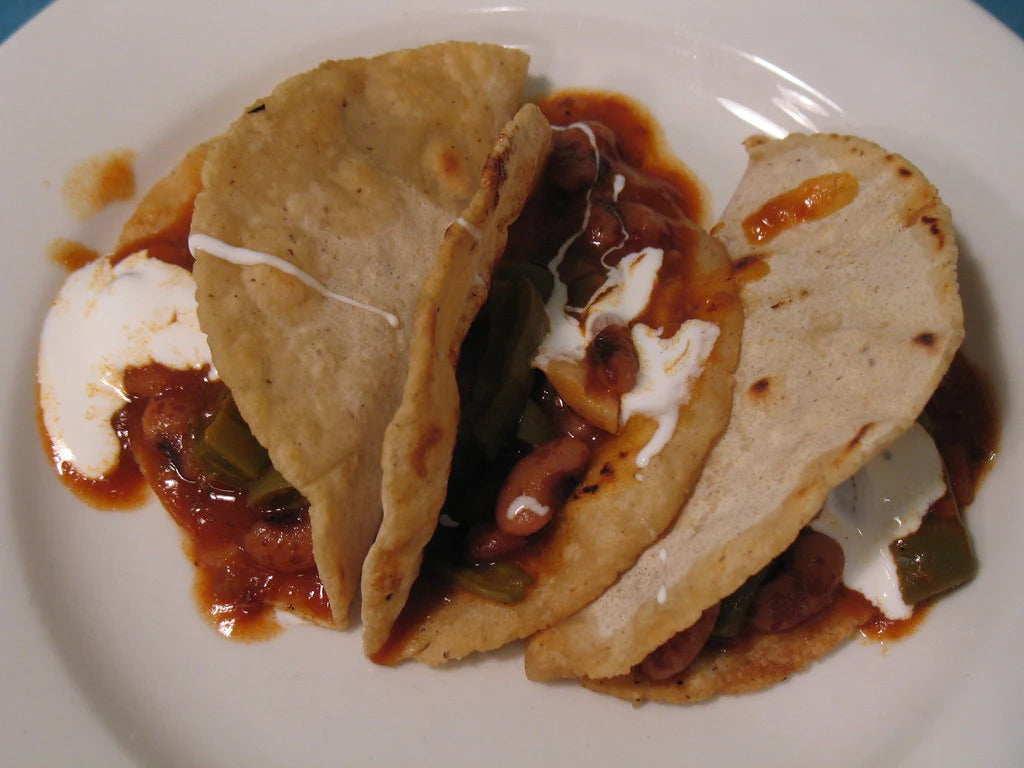 Tacos from chiles, nopales and beans