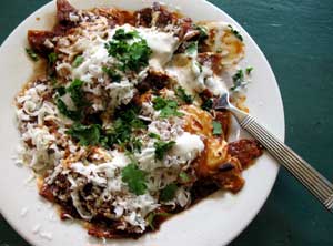 Chilaquiles with poached eggs