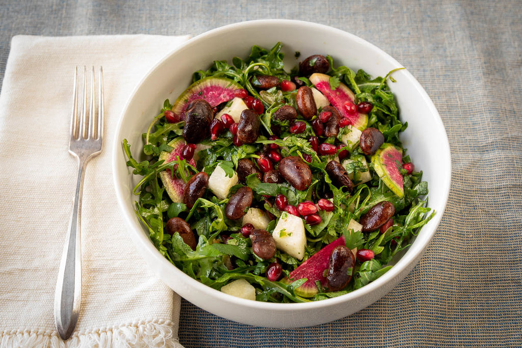 Runner Bean Salad with Radishes and Pomegranate