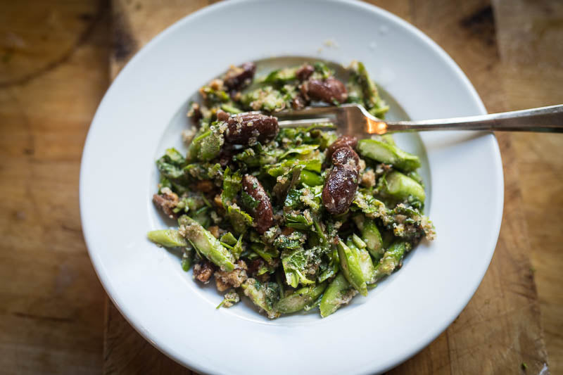 Rancho Gordo cooked Runner Beans with Raw Asparagus