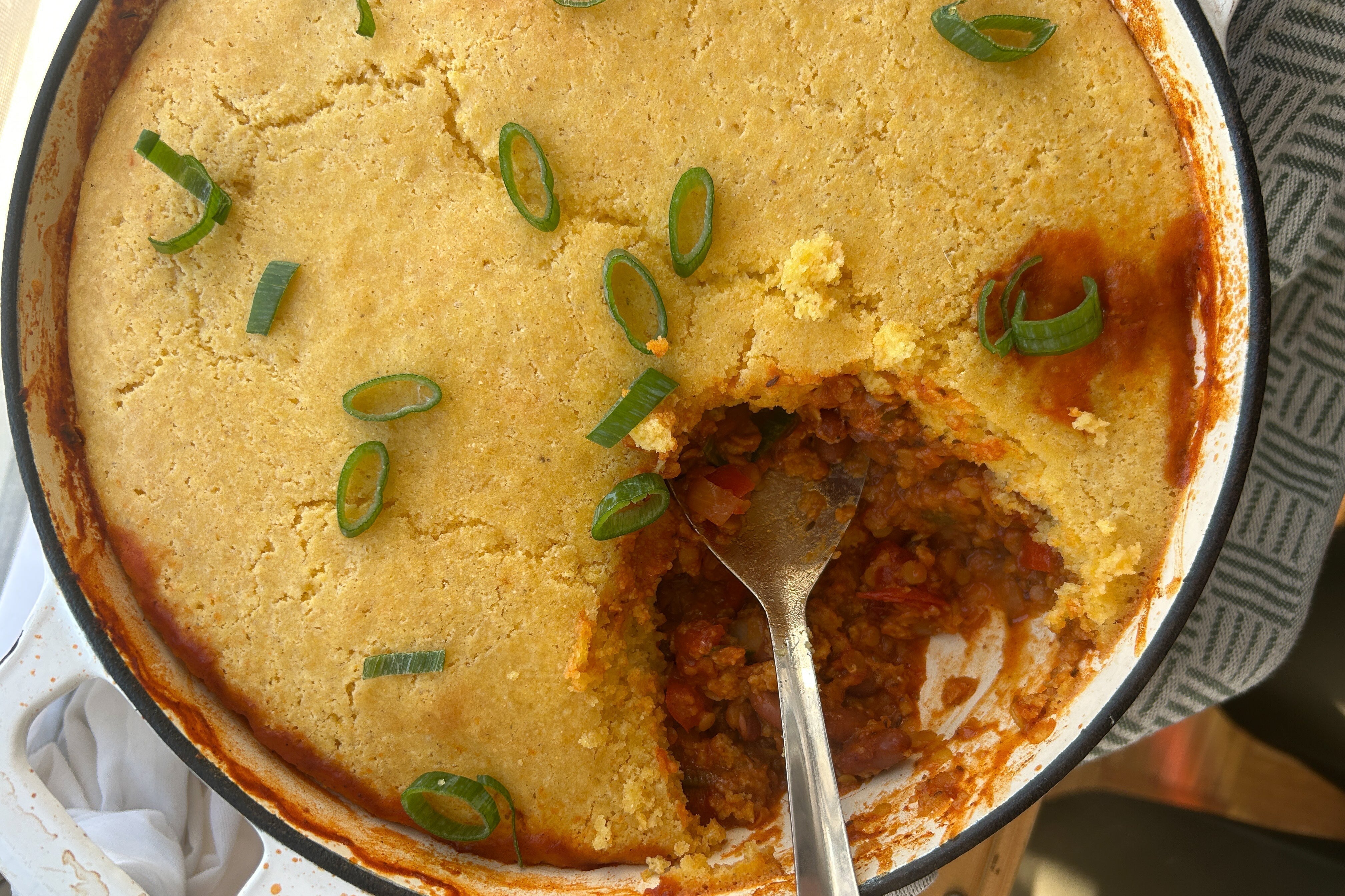 Burlap & Barrel's Low & Slow Chili with a Golden Cornbread Top