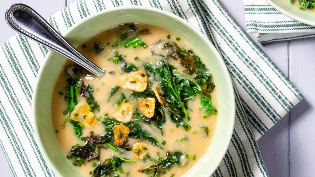 America's Test Kitchen Creamy Chickpea, Broccoli Rabe, and Garlic Soup