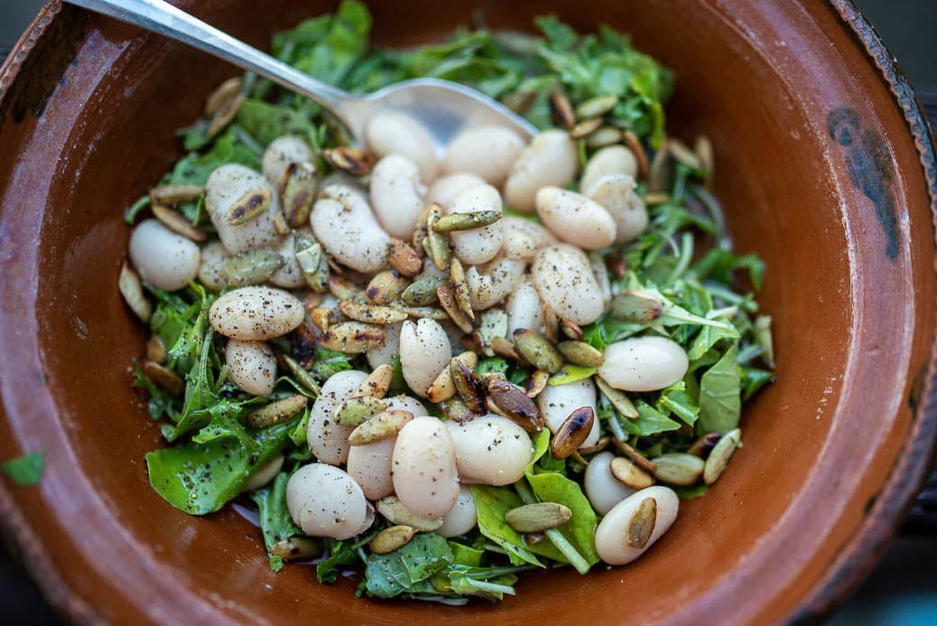 Arugula and Bean Salad with Pumpkin Seeds – Rancho Gordo
