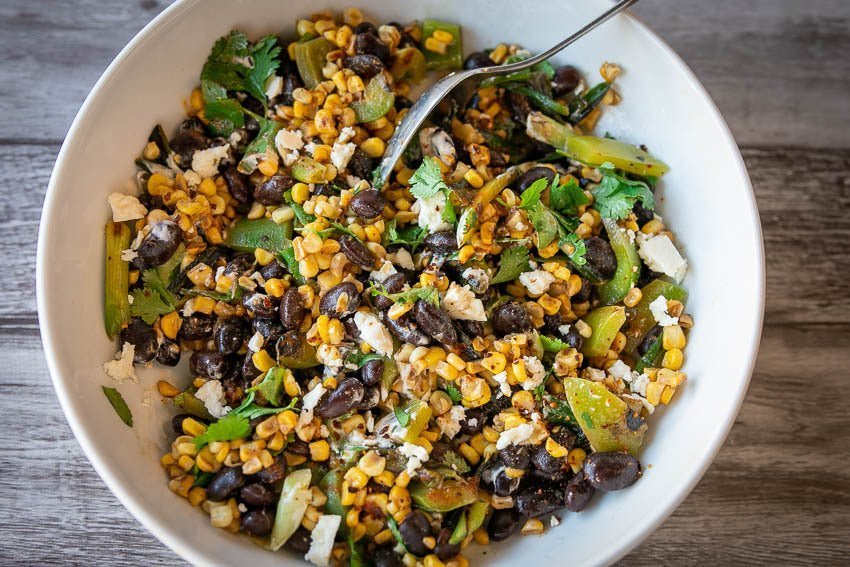 Ayocote Morado and Charred Corn Salad - Rancho Gordo