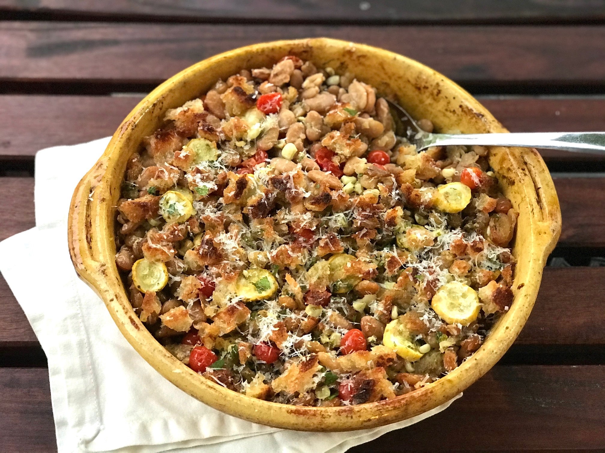 Baked Cassoulet Beans with Summer Squash & Corn - Rancho Gordo