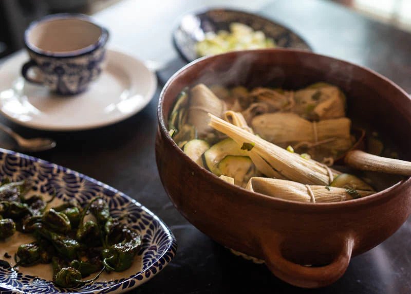 Dinner Party: Fish Tamales in Soup with Garbanzos and Zucchini - Rancho Gordo