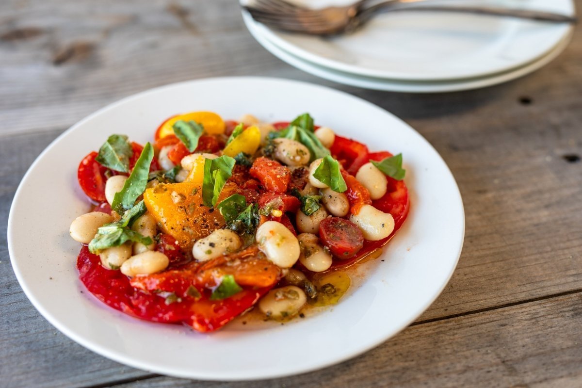 Fatted Calf’s Tomato Salad with Peppers & White Beans - Rancho Gordo