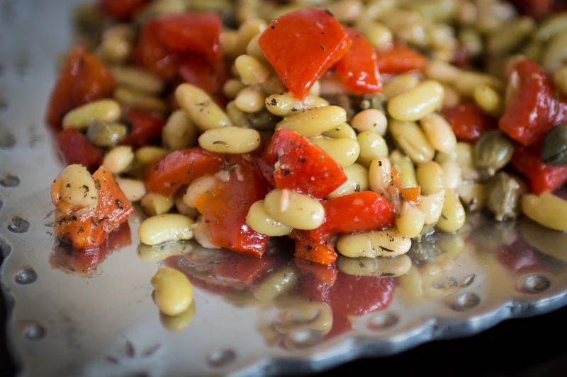 Heirloom Flageolet Bean Salad with Roasted Peppers and Capers - Rancho Gordo