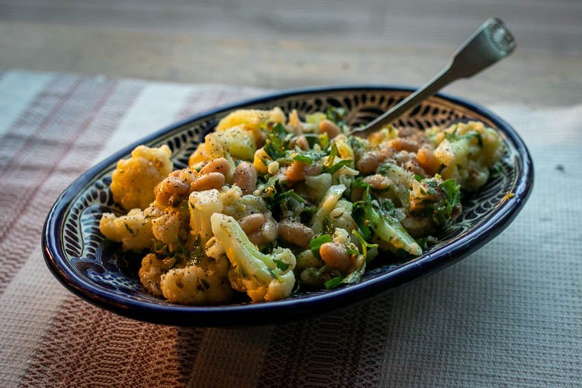 Marcella Beans and Cauliflower in a Lemon Caper Sauce - Rancho Gordo
