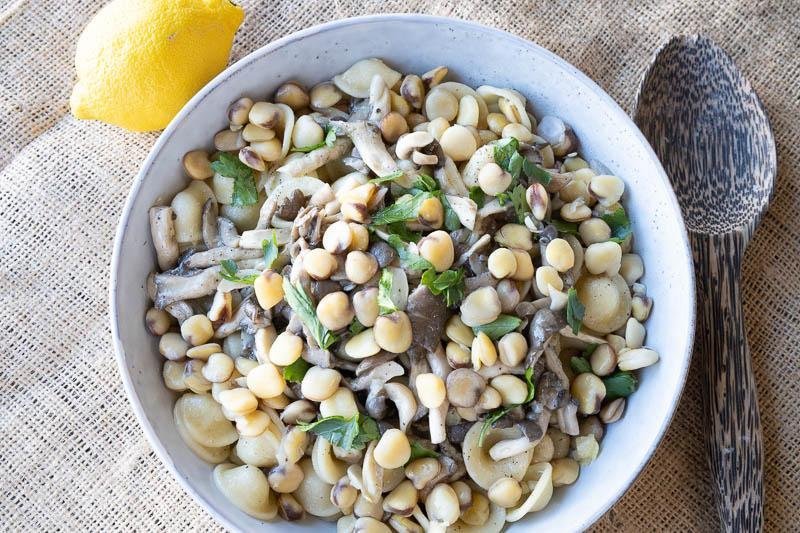 Pasta with Cicerchia and Mushrooms - Rancho Gordo