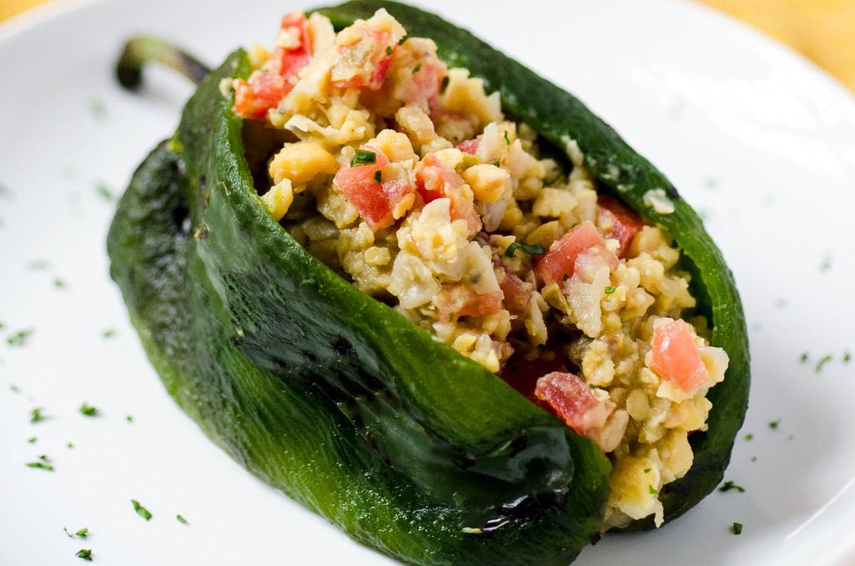 Poblano Peppers Stuffed with Vegan Chickpea Salad - Rancho Gordo
