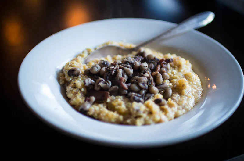 Leftover Strategies: Grits with Black Eyed Peas and Bacon