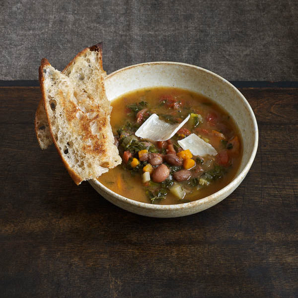 A Vegetable-Rich Minestrone Soup with Cranberry Beans (Borlotti)