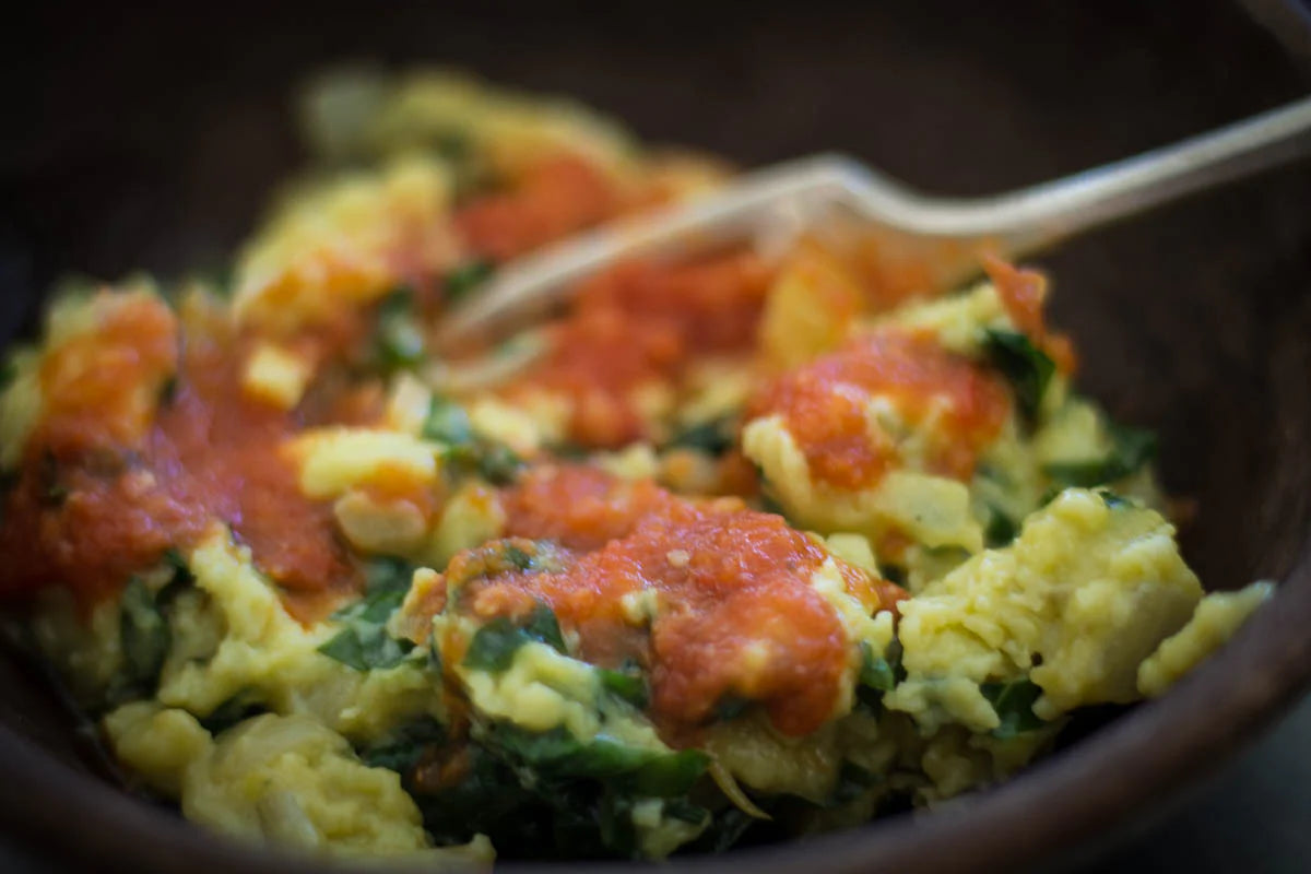 Scrambled Eggs with Chaya Leaves