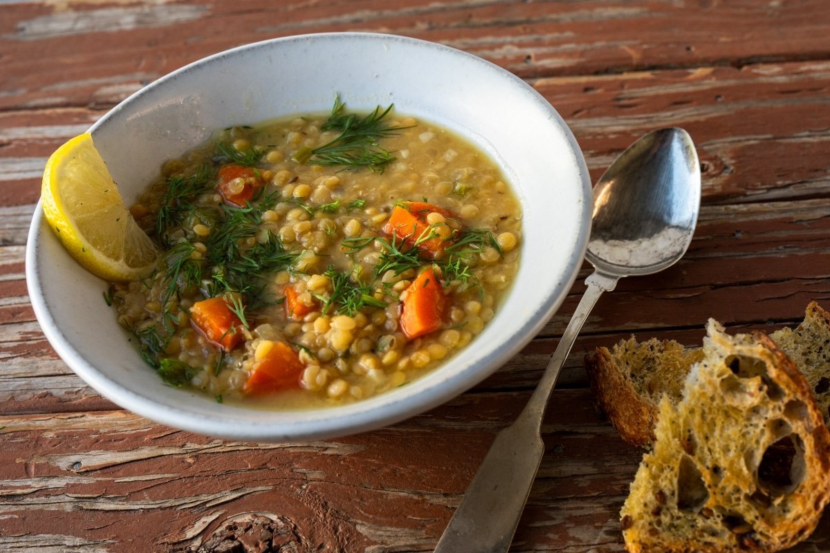 Sunrise Lentil Stew with Lemon and Dill - Rancho Gordo