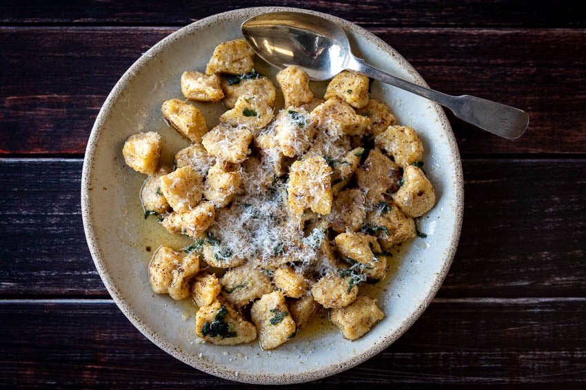 Todd Humphries' Polenta Gnocchi in Browned Sage Butter - Rancho Gordo
