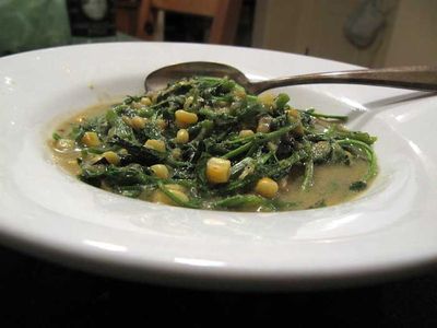 Watercress with Corn and Crema - Rancho Gordo
