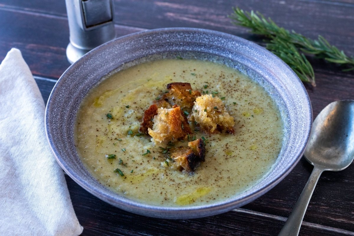 White Bean and Cauliflower Soup with Rosemary Croutons - Rancho Gordo
