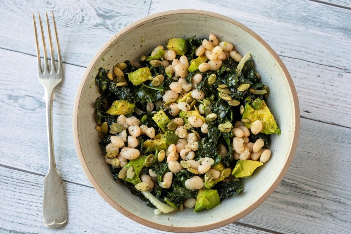 White Bean, Kale, and Avocado Salad with Lemon Vinaigrette - Rancho Gordo