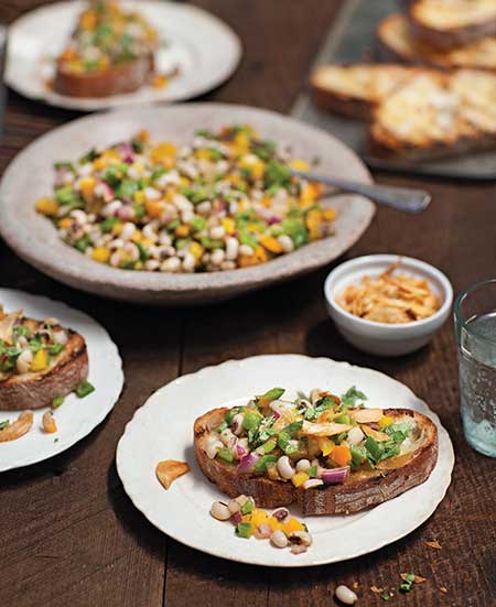 You Now Have New Years Day Plans: Bryant Terry's Texas Caviar on Grilled Rustic Bread - Rancho Gordo
