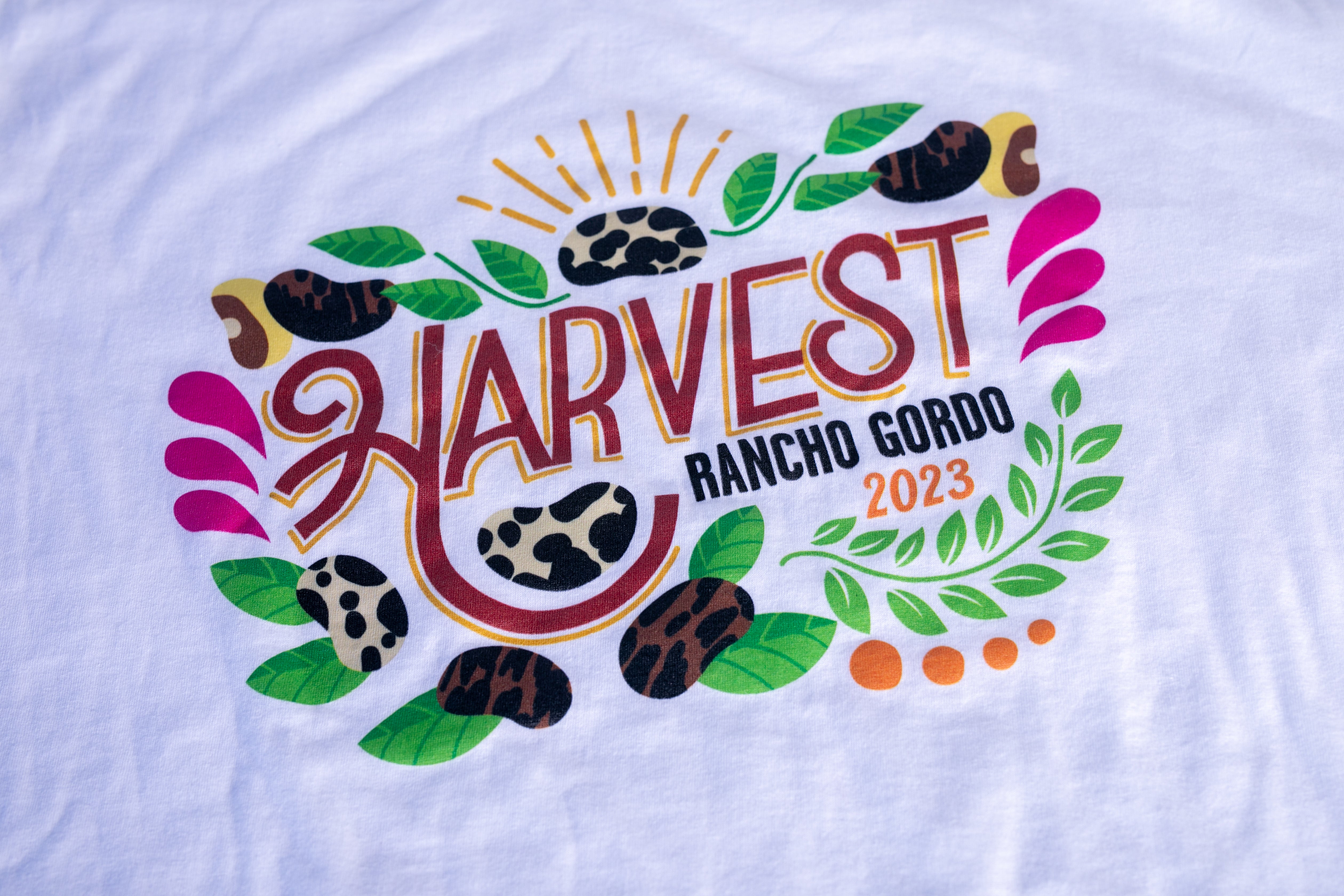 closed up of Rancho Gordo Harvest 2023 T-Shirt