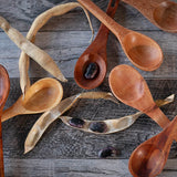Small Wooden Spoon with dry beans and pods