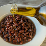Cooked Tuscan Red Bean with olive oil been pour- Rancho Gordo