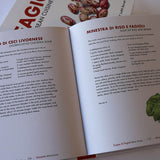 Close up of the open Fagioli cookbook