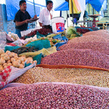 A mercado in Guanajuato, loaded with beans in bulk, including Mantequilla beans